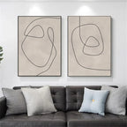 Minimalist Abstract Squiggle Line Art Fine Art Canvas Print Pictures For Modern Apartment Living Room Dining Room Simple Bedroom Art Decor