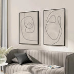 Minimalist Abstract Squiggle Line Art Fine Art Canvas Print Pictures For Modern Apartment Living Room Dining Room Simple Bedroom Art Decor