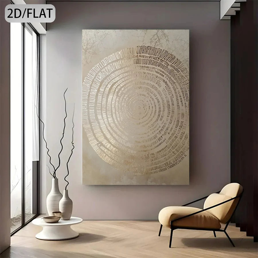 Minimalist Abstract Tree Rings Wall Art Fine Art Canvas Print Neutral Tones Artwork For Modern Apartment Living Room Foyer Art Decor