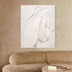 Minimalist Abstract White Feathers Wall Art 2D Fine Art Canvas Prints Simple Artwork For Modern Apartment Living Room Bedroom Art Decor