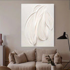 Minimalist Abstract White Feathers Wall Art 2D Fine Art Canvas Prints Simple Artwork For Modern Apartment Living Room Bedroom Art Decor