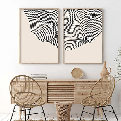 Minimalist Beige Black Contour Line Art Fine Art Canvas Prints Simple Pictures for Modern Apartment Living Room Bedroom Home Office Art Decor 2025