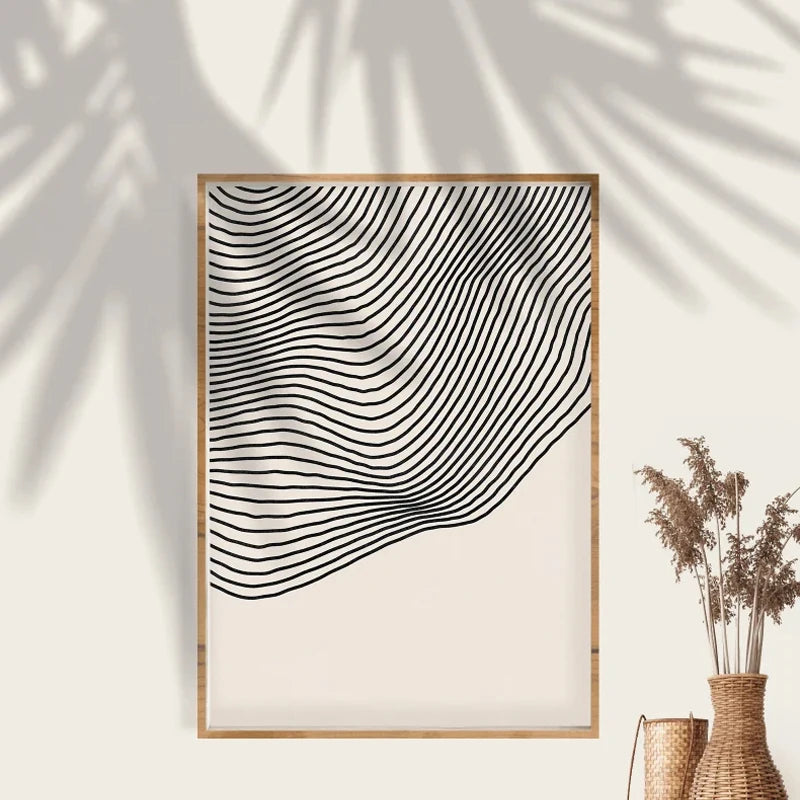 Minimalist Beige Black Contour Line Art Fine Art Canvas Prints Simple Pictures for Modern Apartment Living Room Bedroom Home Office Art Decor 2025