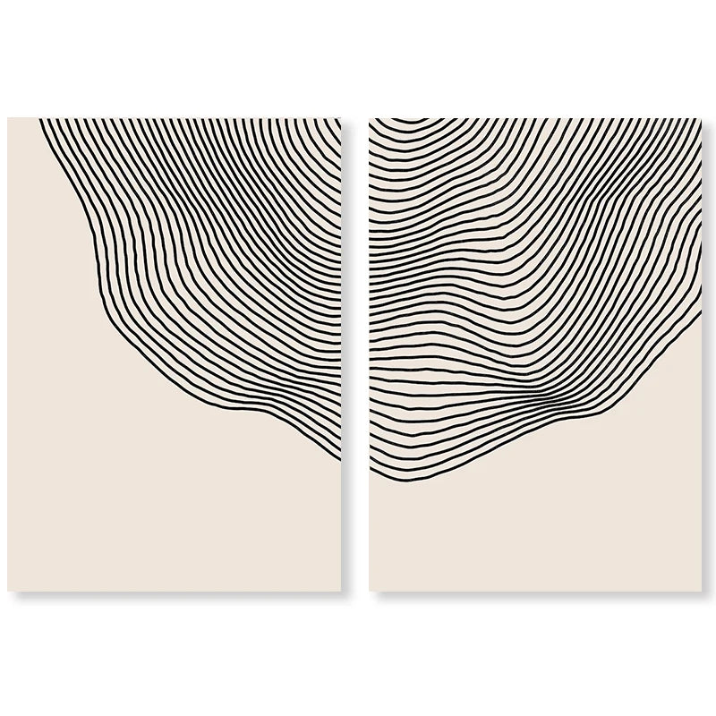 Minimalist Beige Black Contour Line Art Fine Art Canvas Prints Simple Pictures for Modern Apartment Living Room Bedroom Home Office Art Decor 2025