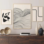 Minimalist Beige Black Shape Line Art Fine Art Canvas Prints Simple Pictures for Modern Apartment Living Room Bedroom Home Office Art Decor