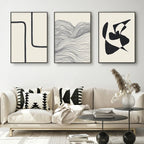 Minimalist Beige Black Shape Line Art Fine Art Canvas Prints Simple Pictures for Modern Apartment Living Room Bedroom Home Office Art Decor 2025
