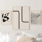 Minimalist Beige Black Shape Line Art Fine Art Canvas Prints Simple Pictures for Modern Apartment Living Room Bedroom Home Office Art Decor 2025