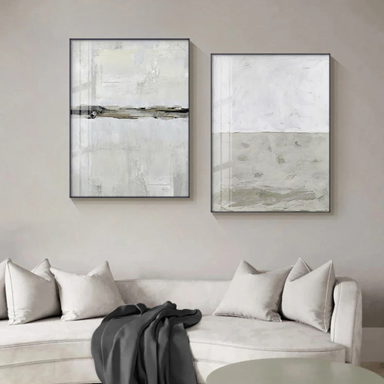 Minimalist Beige Grey Color Block Abstract Wall Art Fine Art Canvas Prints Pictures For Modern Apartment Living Room Bedroom Contemporary Home Decor