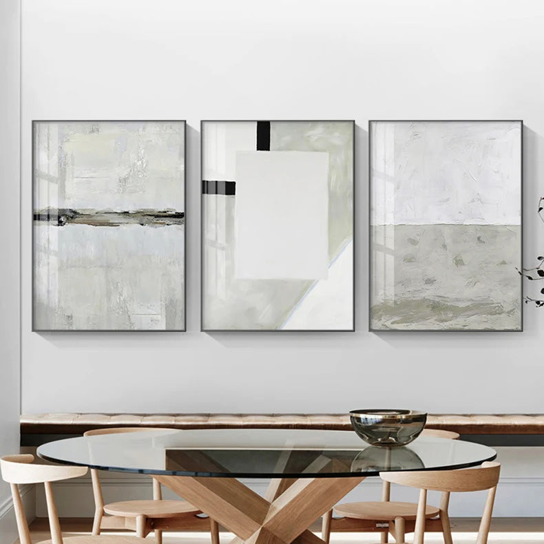 Minimalist Beige Grey Color Block Abstract Wall Art Fine Art Canvas Prints Pictures For Modern Apartment Living Room Bedroom Contemporary Home Decor