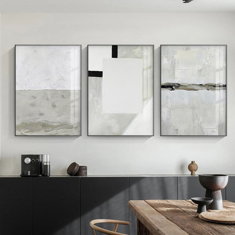 Minimalist Beige Grey Color Block Abstract Wall Art Fine Art Canvas Prints Pictures For Modern Apartment Living Room Bedroom Contemporary Home Decor