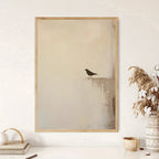 Minimalist Bird Art Wall Art – Neutral Beige Unframed Canvas Print with Soft Textured Background for Scandinavian, Rustic‑Modern Contemporary Décor