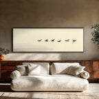Minimalist Birds in Flight Wall Art Panoramic Wall Art Fine Art Canvas Print Modern Neutral Nature Artwork for Living Room Sofa Wall Decor
