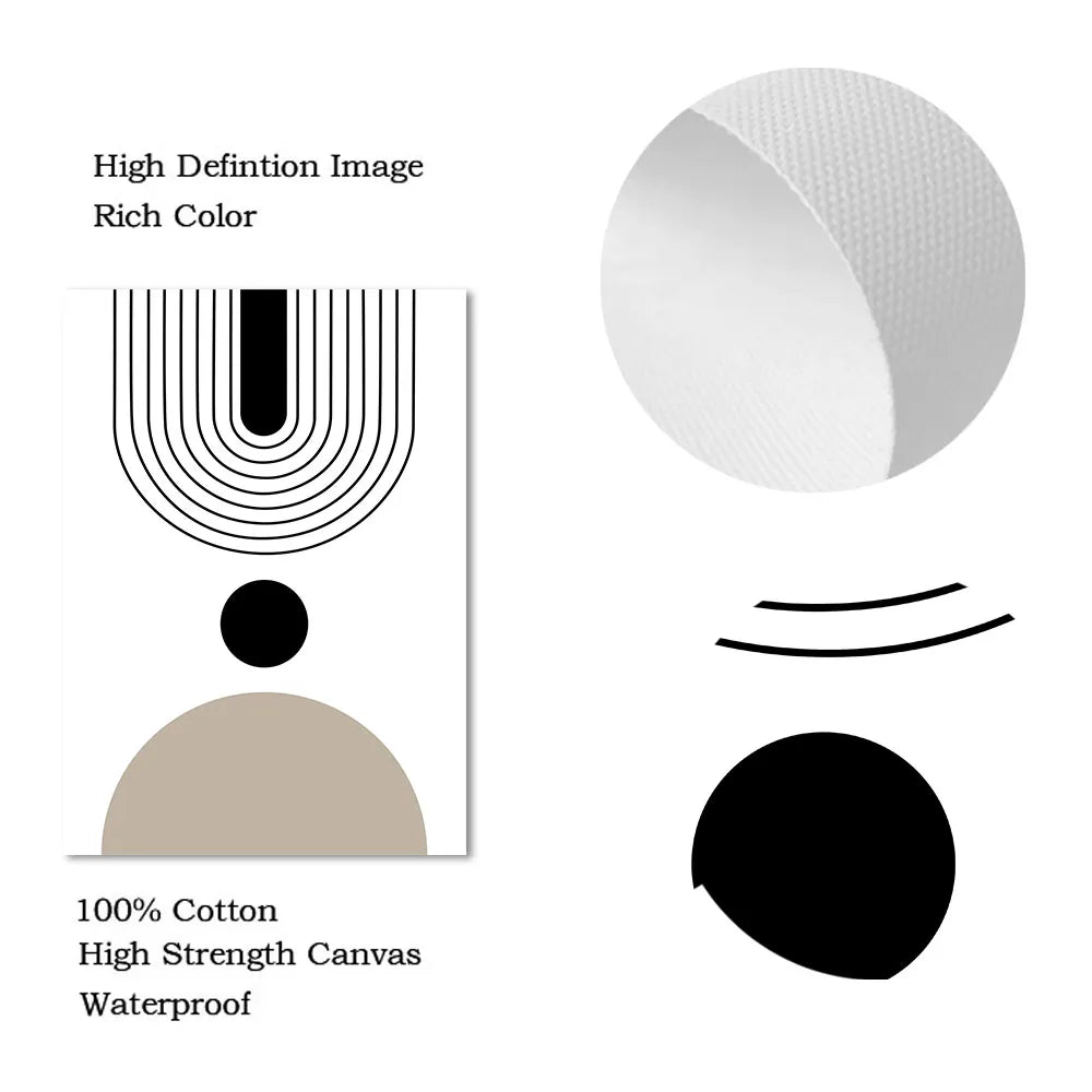 Geometric design elements with text on a white background