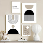 Minimalist Black Beige Abstract Geometric Wall Art Fine Art Canvas Prints Simple Modern Gallery Artworks For Living Room Bedroom Decor