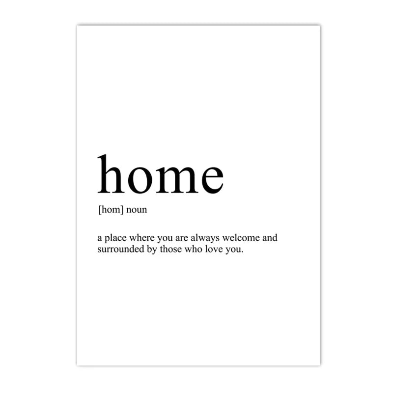 Definition of 'home' with a quote on a white background