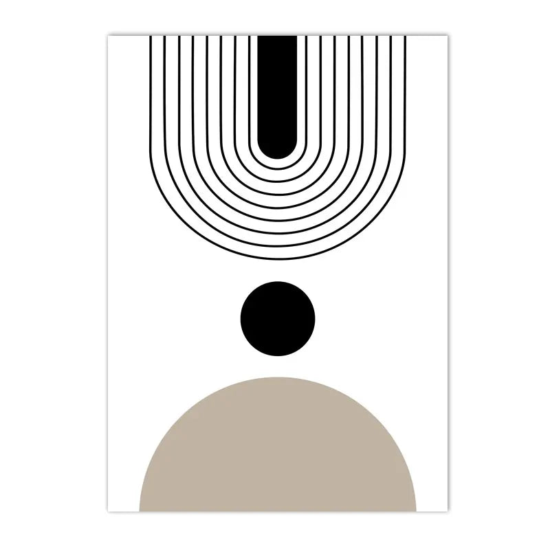 Geometric design with black and beige shapes on a white background