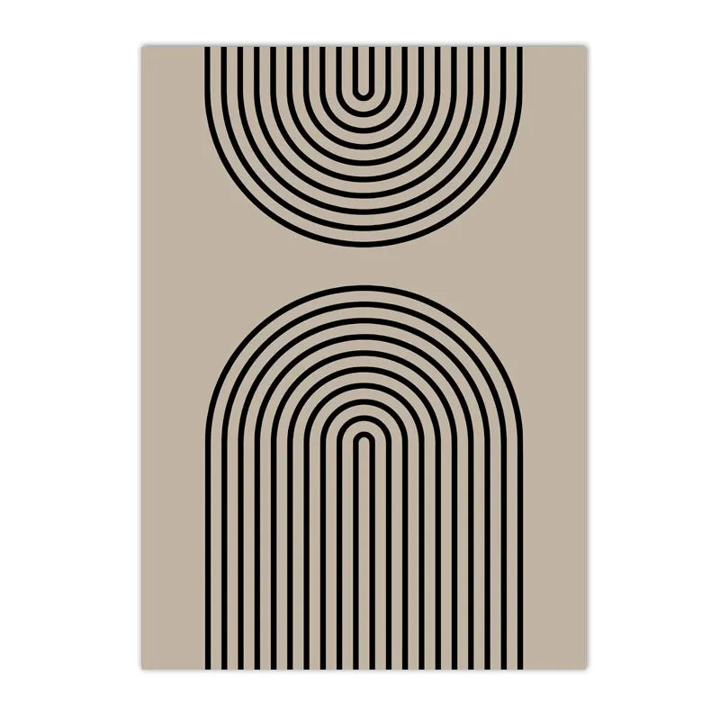 Beige rug with black arch-shaped patterns