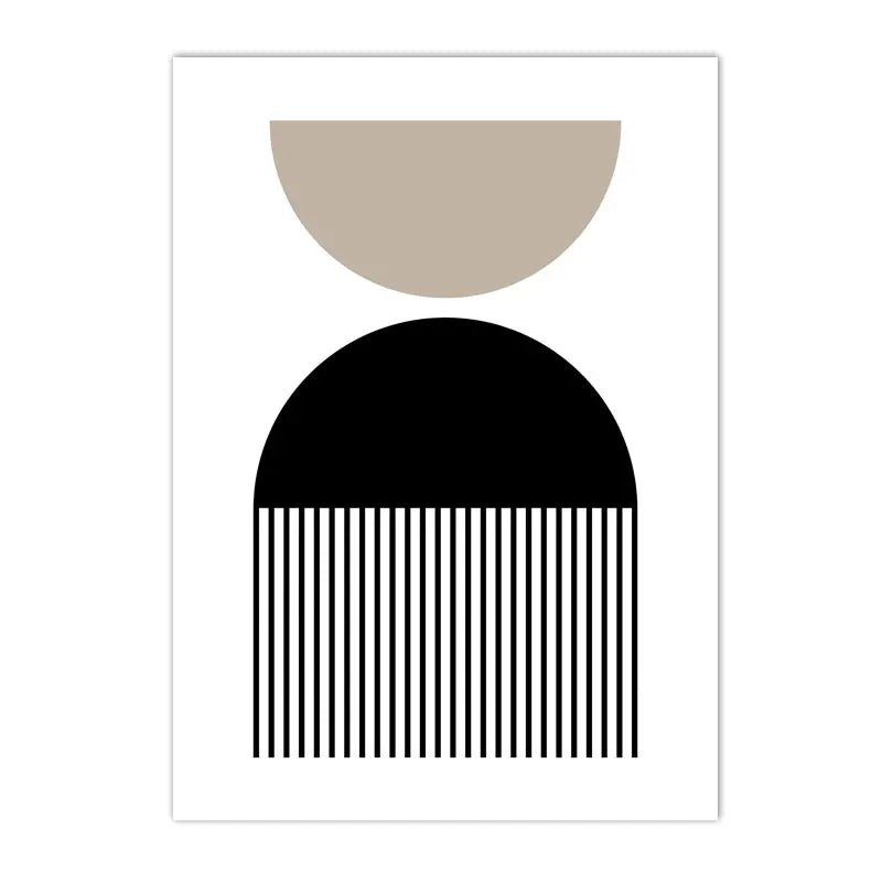 Abstract design with black and beige shapes on a white background