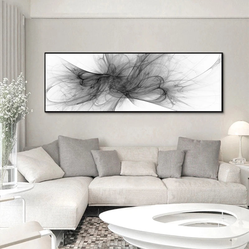 Minimalist Black White Abstract Wall Art Fine Art Canvas Prints Modern Wide Format Pictures For Above The Sofa Art For Above The Bed