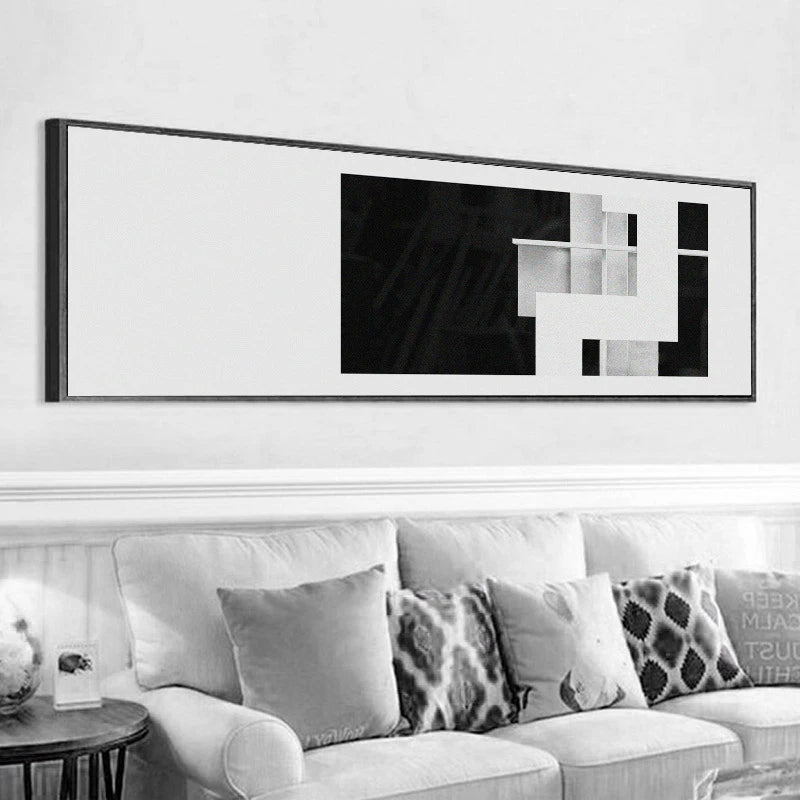 Minimalist Black White Color Block Abstract Wall Art Fine Art Canvas Prints Wide Format Pictures For Above The Sofa Modern Art For Above The Bed