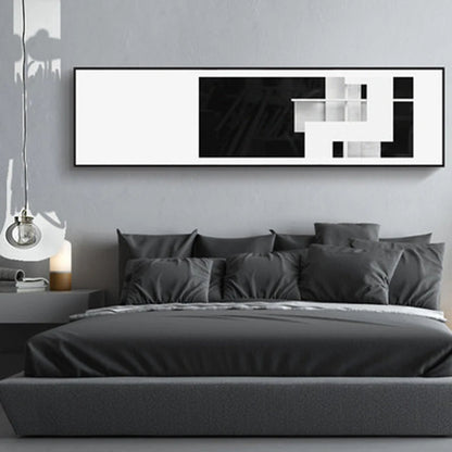 Minimalist Black White Color Block Abstract Wall Art Fine Art Canvas Prints Wide Format Pictures For Above The Sofa Modern Art For Above The Bed