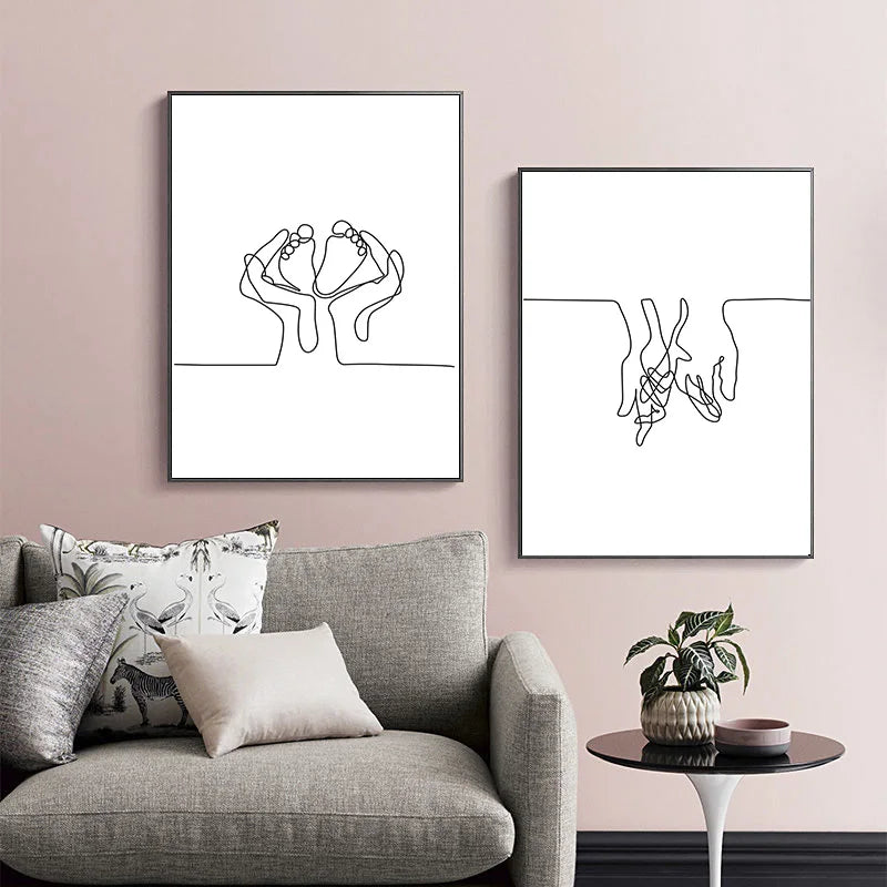 Minimalist Black and White Line Art Wall Art Fine Art Canvas Prints Family Inspired Figure Art Inspirational Pictures For Modern Home Decor