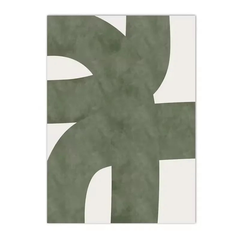 Minimalist Blue Green Vintage Abstract Geometric Wall Art Fine Art Canvas Prints Picture For Modern Living Room Dining Room Home Decor