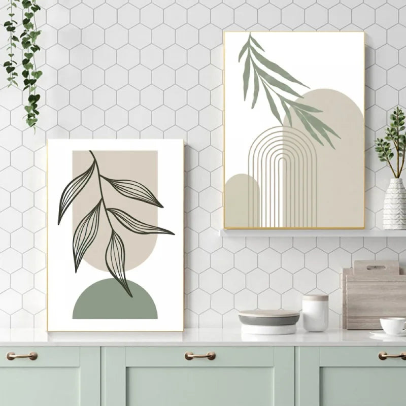 Minimalist Bohemian Botanical Wall Art Fine Art Canvas Prints Neutral Color Gallery Wall Pictures For Living Room 2024