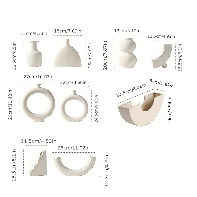 Minimalist Ceramic Nordic Vase Modern Abstract Design Porcelain Hollow Vase For Contemporary Living Room Creative Floral Displays