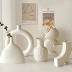 Minimalist Ceramic Nordic Vase Modern Abstract Design Porcelain Hollow Vase For Contemporary Living Room Creative Floral Displays