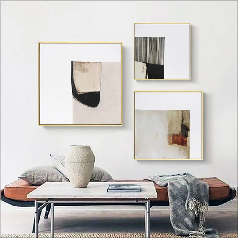Minimalist Color Blocks Abstract Wall Art Fine Art Canvas Prints Square Format Pictures For Living Room Contemporary Scandinavian Home Decor