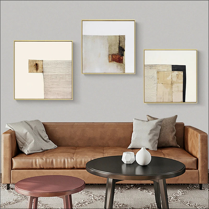 Minimalist Color Blocks Abstract Wall Art Fine Art Canvas Prints Square Format Pictures For Living Room Contemporary Scandinavian Home Decor