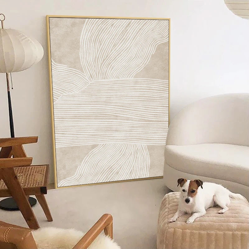 Minimalist Fine Lines Wall Art Fine Art Canvas Prints Neutral Colors Beige White Abstract Nordic Pictures For Living Room Bedroom Art Decor