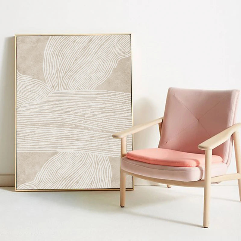 Minimalist Fine Lines Wall Art Fine Art Canvas Prints Neutral Colors Beige White Abstract Nordic Pictures For Living Room Bedroom Art Decor