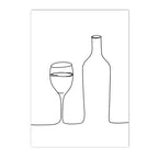 Minimalist Food & Drink Kitchen Wall Art Black White Line Art Canvas Print For Coffee Shop Restaurant Tea Room Cafe Nordic Style Home Interior Decor