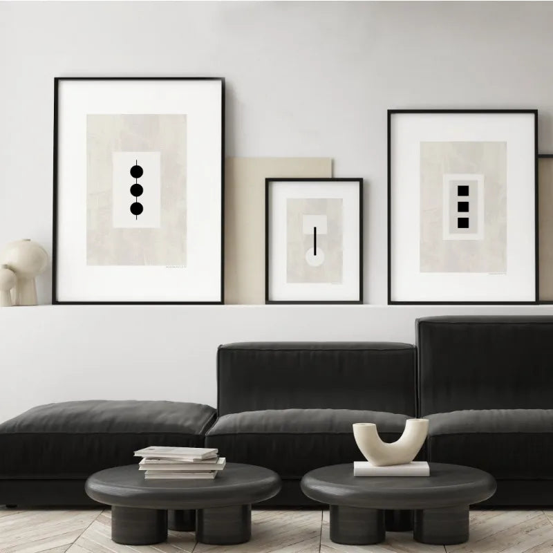 Minimalist Geometric Abstract Black White Wall Art Fine Art Canvas Prints Pictures For Living Room Dining Room Art For Contemporary Interior Decor