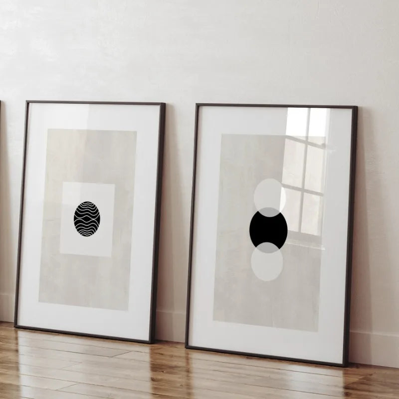 Minimalist Geometric Abstract Black White Wall Art Fine Art Canvas Prints Pictures For Living Room Dining Room Art For Contemporary Interior Decor 2025