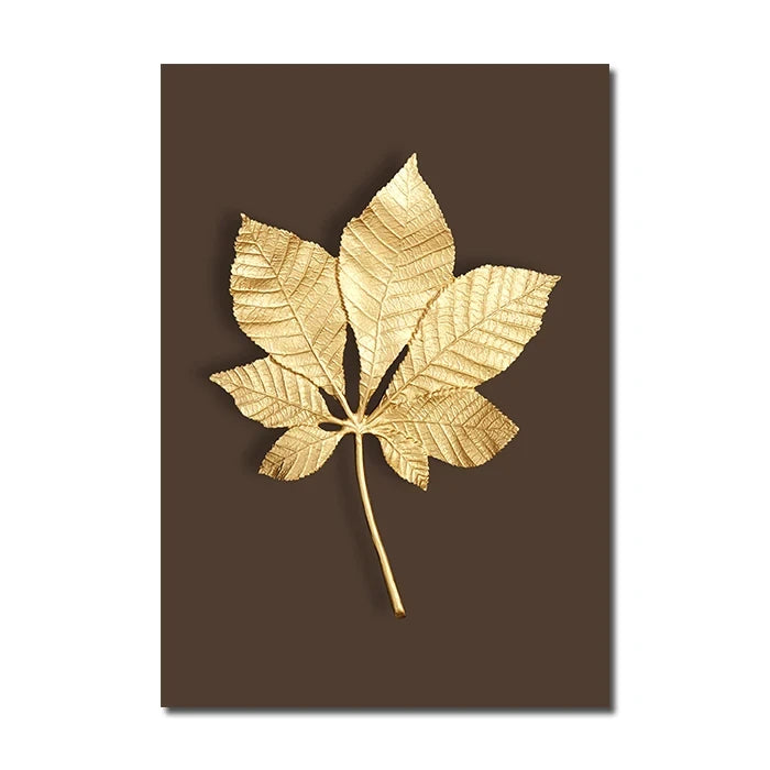 Gold leaf design on a brown background