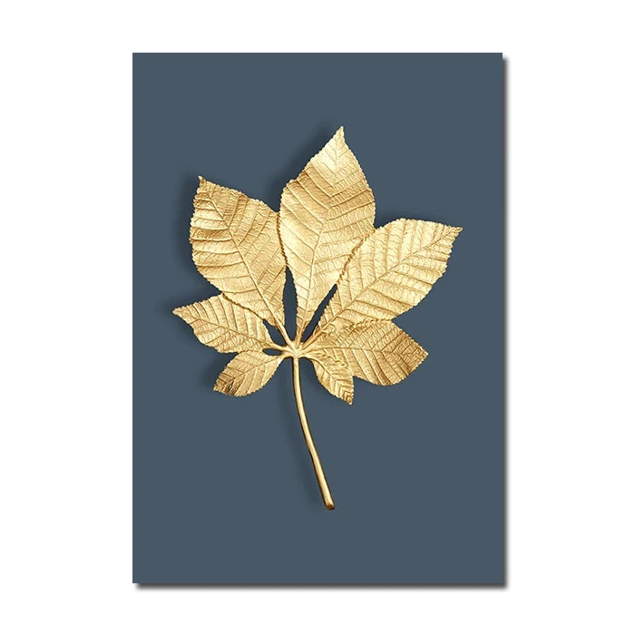 Gold leaf design on a blue background