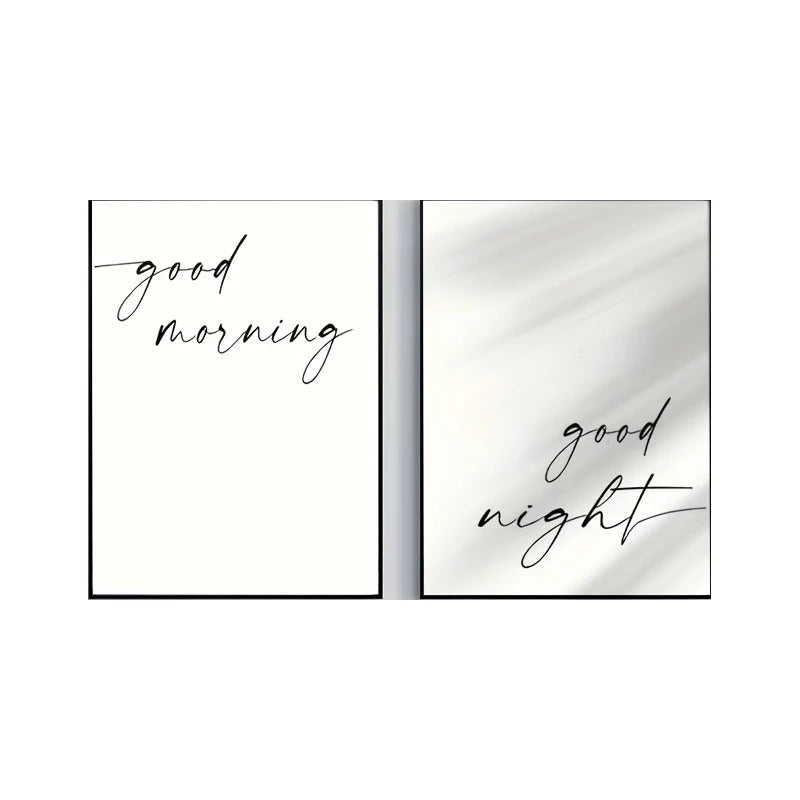 Minimalist ‘Good Morning’ & ‘Good Night’ Canvas Prints – Modern Black‑and‑White Typography Wall Art for Bedroom, Cozy Home Décor