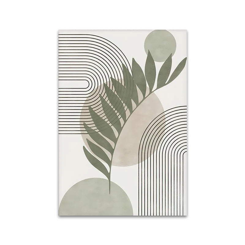 Minimalist Green Beige Neutral Shades Abstract Botanical Wall Art Fine Art Canvas Prints Pictures For Modern Apartment Living Room