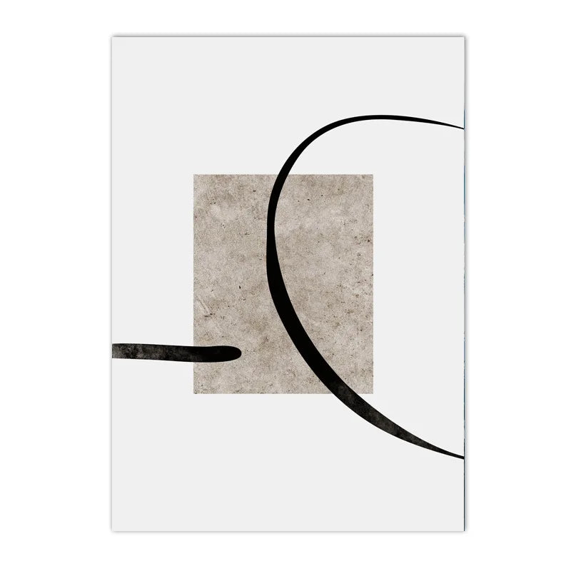 Abstract art print with geometric shapes on a white background
