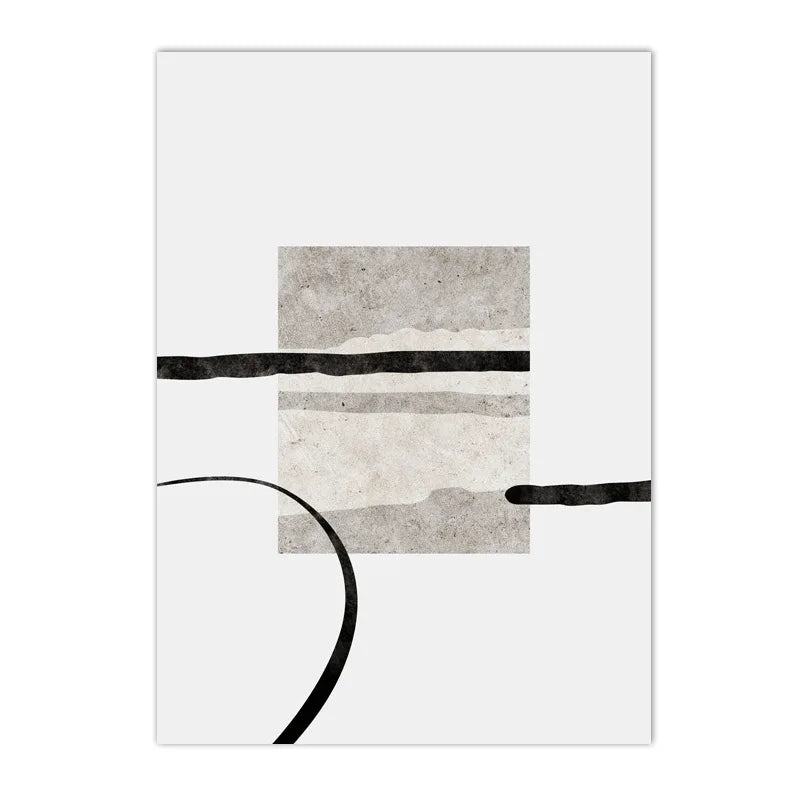 Abstract art piece with geometric shapes on a white background