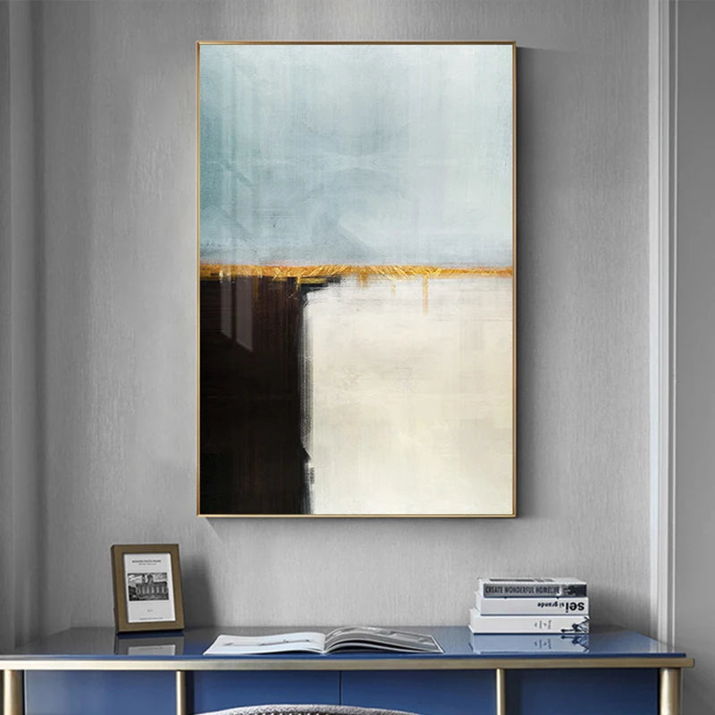 Minimalist Grey Blue Color Block Abstract Wall Art Fine Art Canvas Prints Posters Pictures For Modern Living Room Contemporary Home Decor 2024