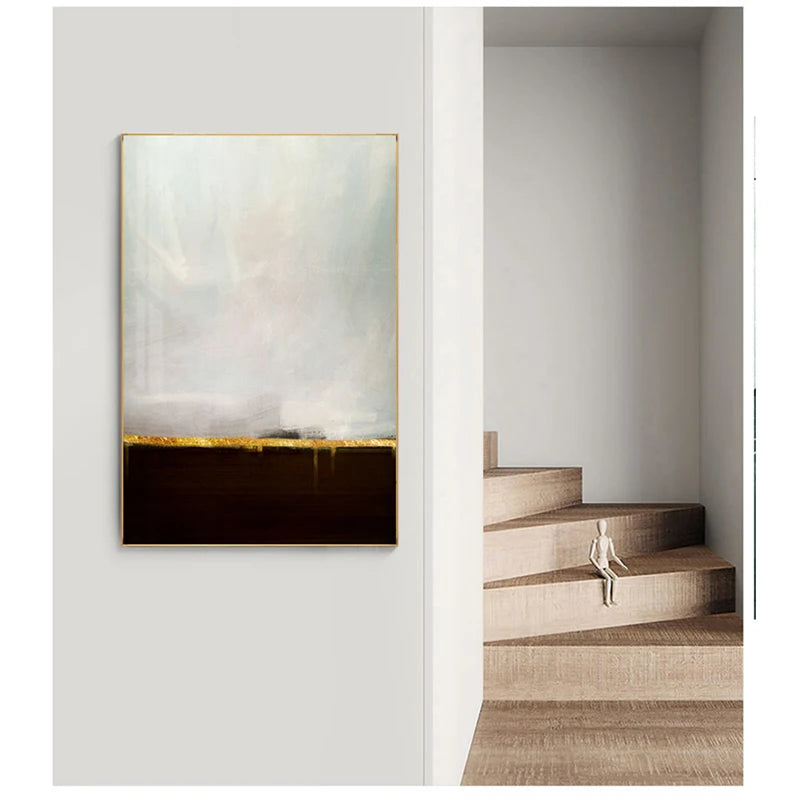 Minimalist Grey Blue Color Block Abstract Wall Art Fine Art Canvas Prints Posters Pictures For Modern Living Room Contemporary Home Decor 2024