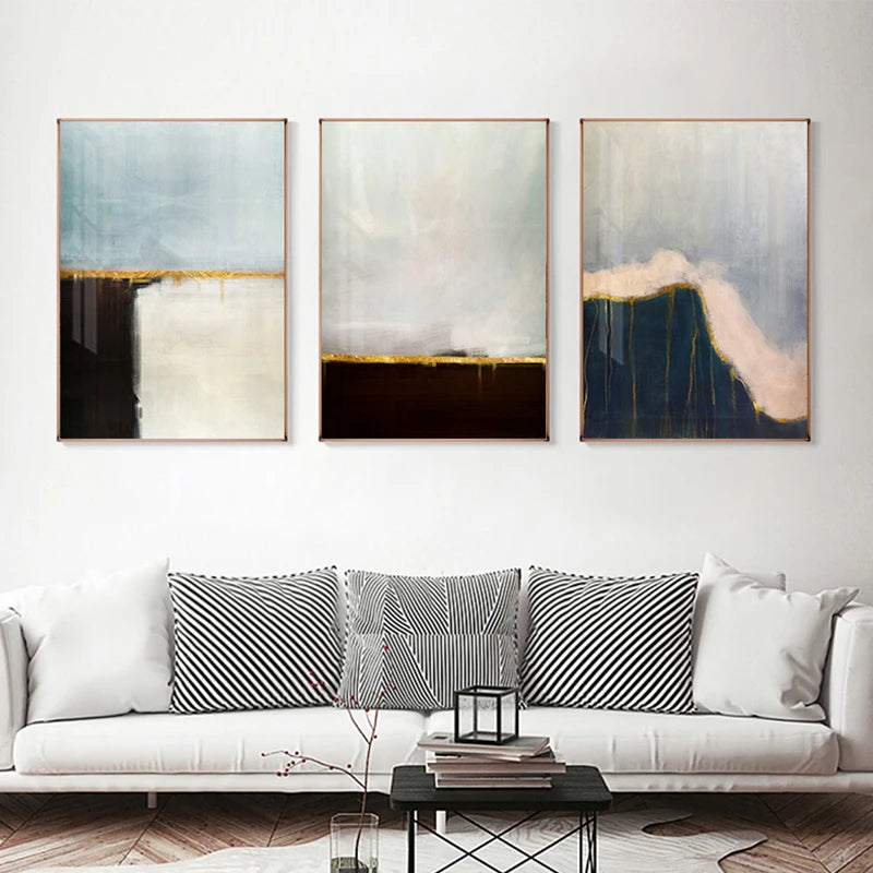 Minimalist Grey Blue Color Block Abstract Wall Art Fine Art Canvas Prints Posters Pictures For Modern Living Room Contemporary Home Decor 2024