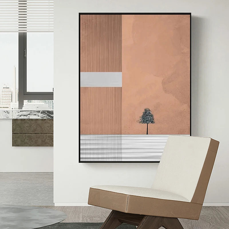 Minimalist Landscape Color Block Abstract Wall Art Fine Art Canvas Print Contemporary Picture For Modern Apartment Living Room Home Office Decor