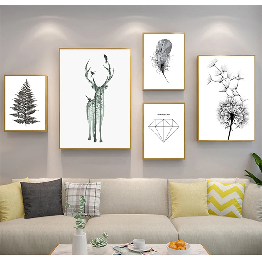Minimalist Lifestyle Nordic Nature Nature Deer Forest Wall Art Fine Art Canvas Prints Pictures For Living Room Dining Room Art For Modern Living