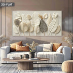 Minimalist Light Neutral Abstract Leaf Wall Art Fine Art Canvas Print Modern Botanical Artwork For Living Room Large Artwork For Above The Sofa