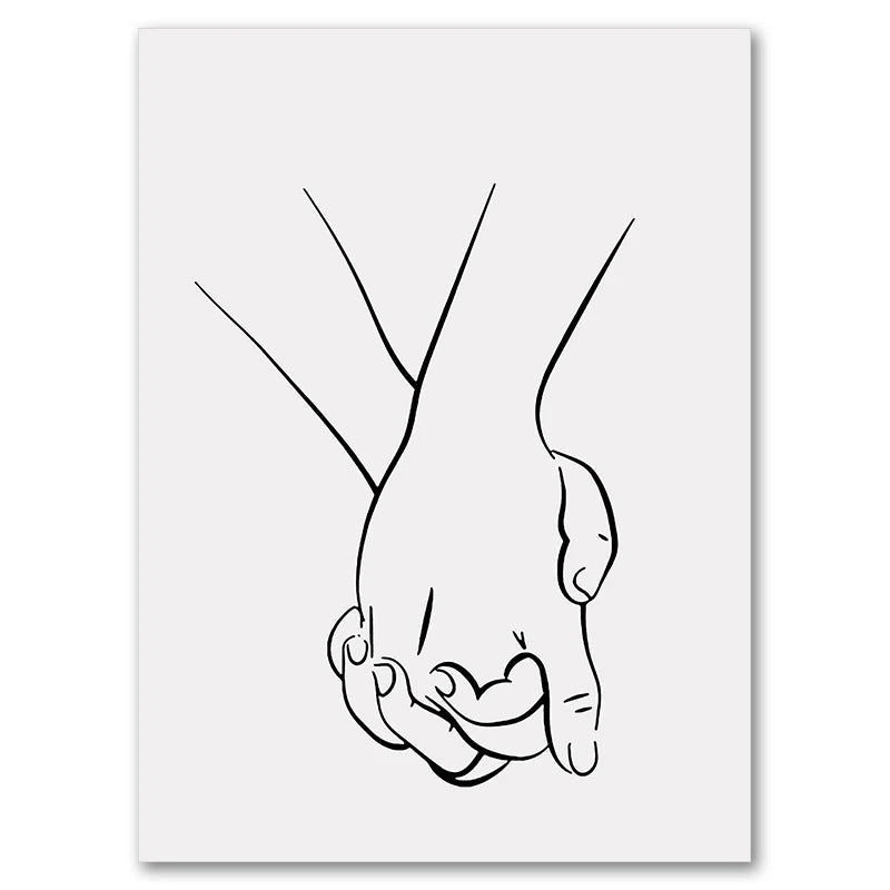Minimalist Line Art Lovers Black White Wall Art Fine Art Canvas Prints Posters Pictures For Bedroom Living Room Romantic Couples Art For Modern Home Decor